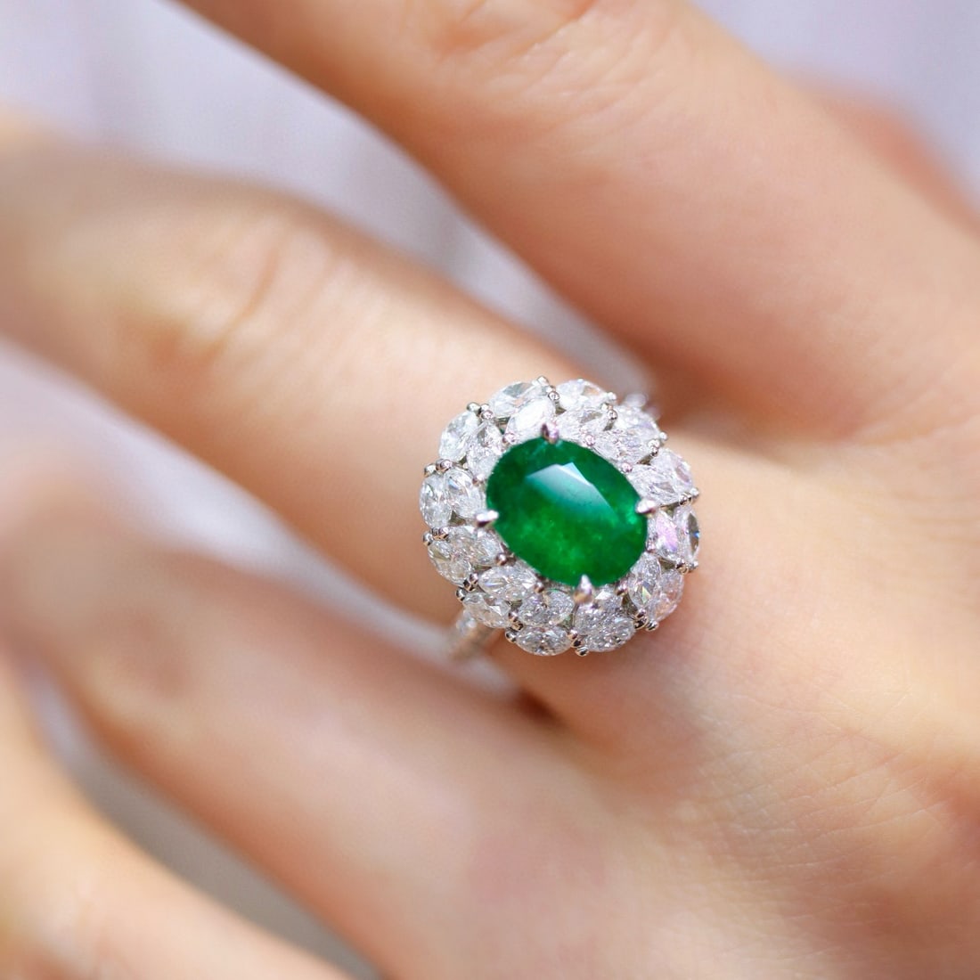 14k Gold 3.08 Ctw Natural Emerald & Diamond Ring - 6