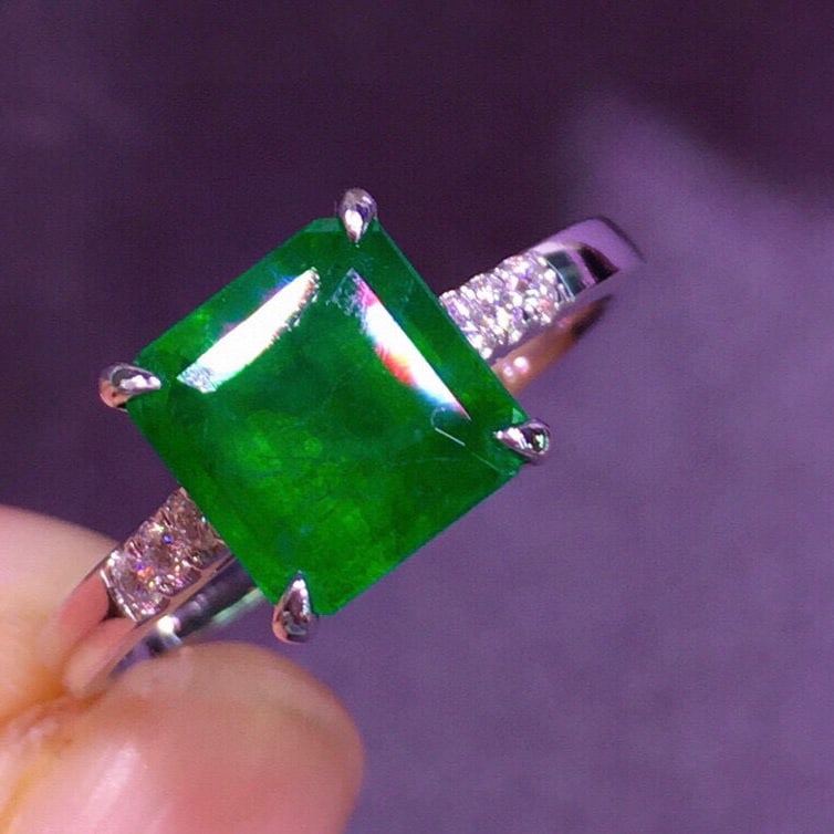 14k Gold 2.18 Ct Natural Emerald & Diamond Ring - 5
