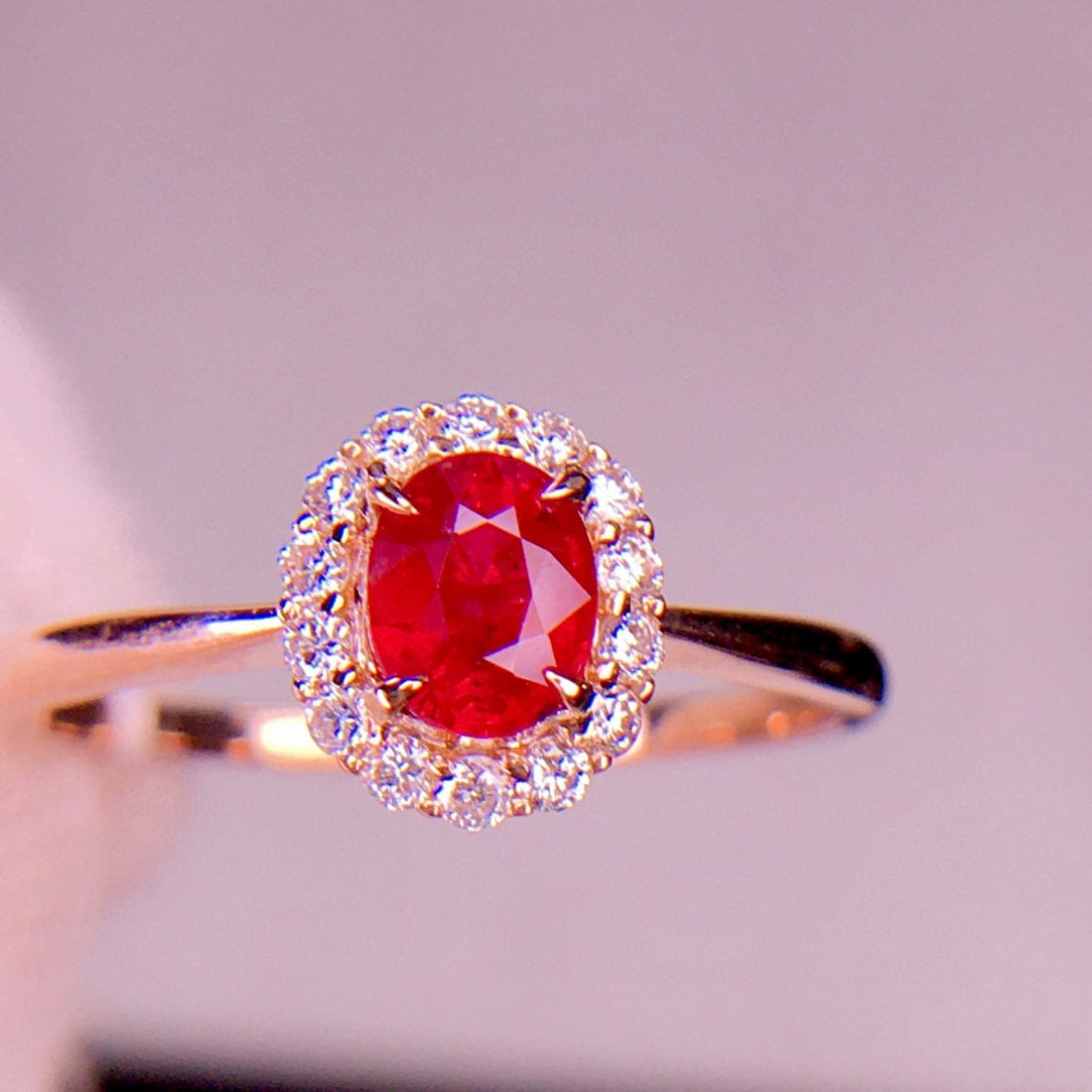 14k Gold 0.58 Ct Natural Ruby & Diamond Ring: Ref:231029076 // gold content:14k gold // ring size:7. 25us // // main gemstone:ruby // shape:oval // carat weight:0. 58ct // color:red // treatment:natural // // adjacent gemstone 2 : diamond //