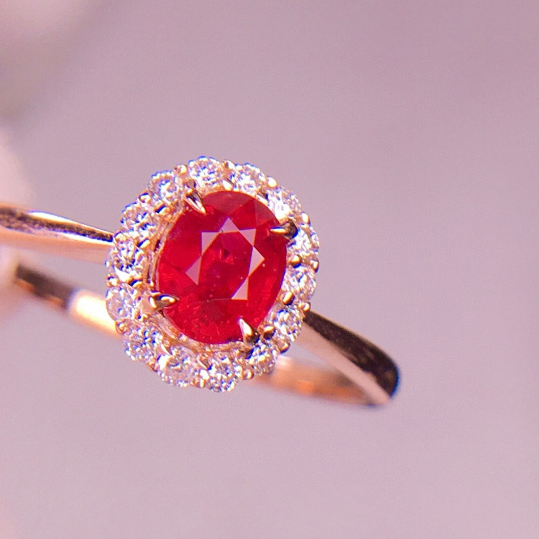 14k Gold 0.58 Ct Natural Ruby & Diamond Ring - 3