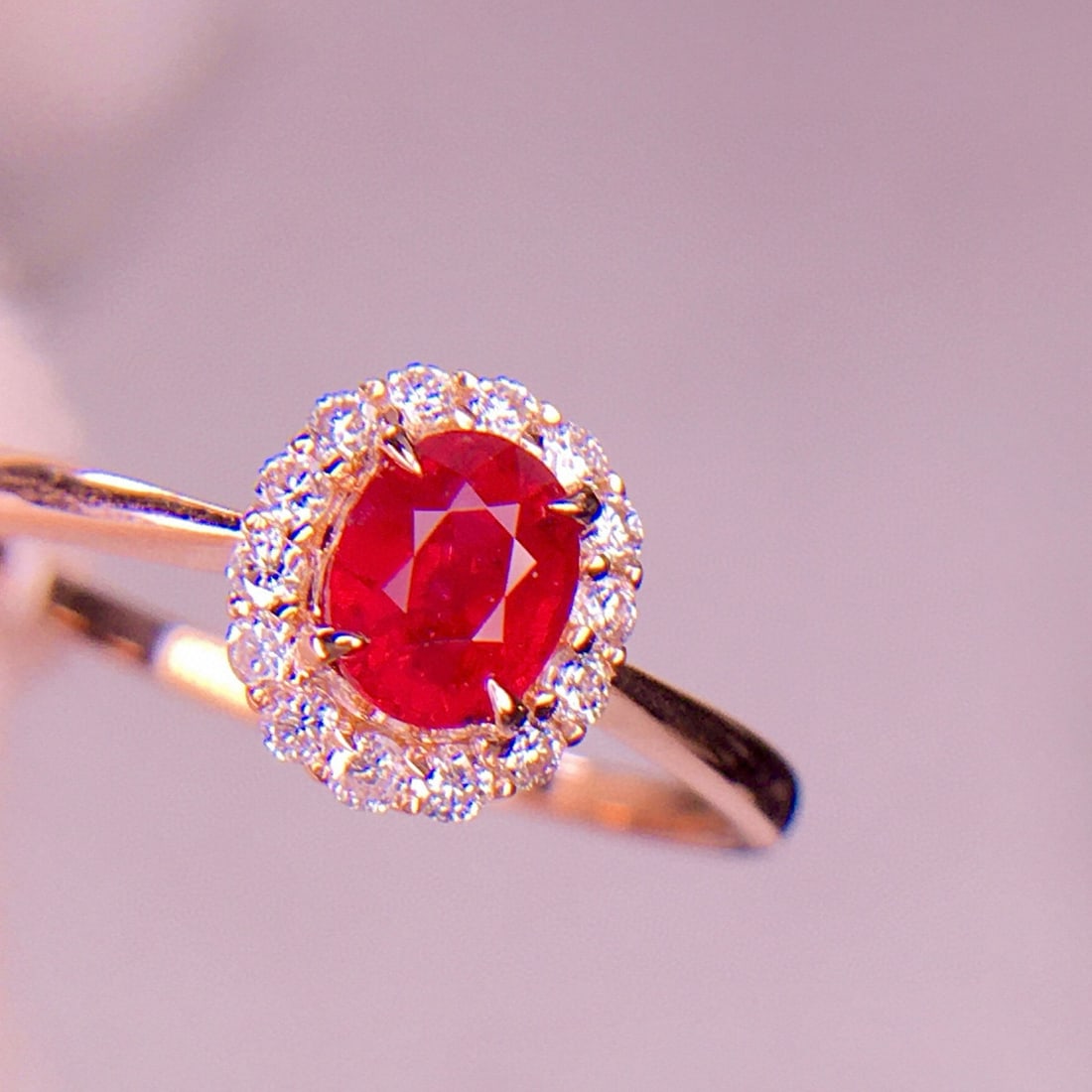 14k Gold 0.58 Ct Natural Ruby & Diamond Ring - 4