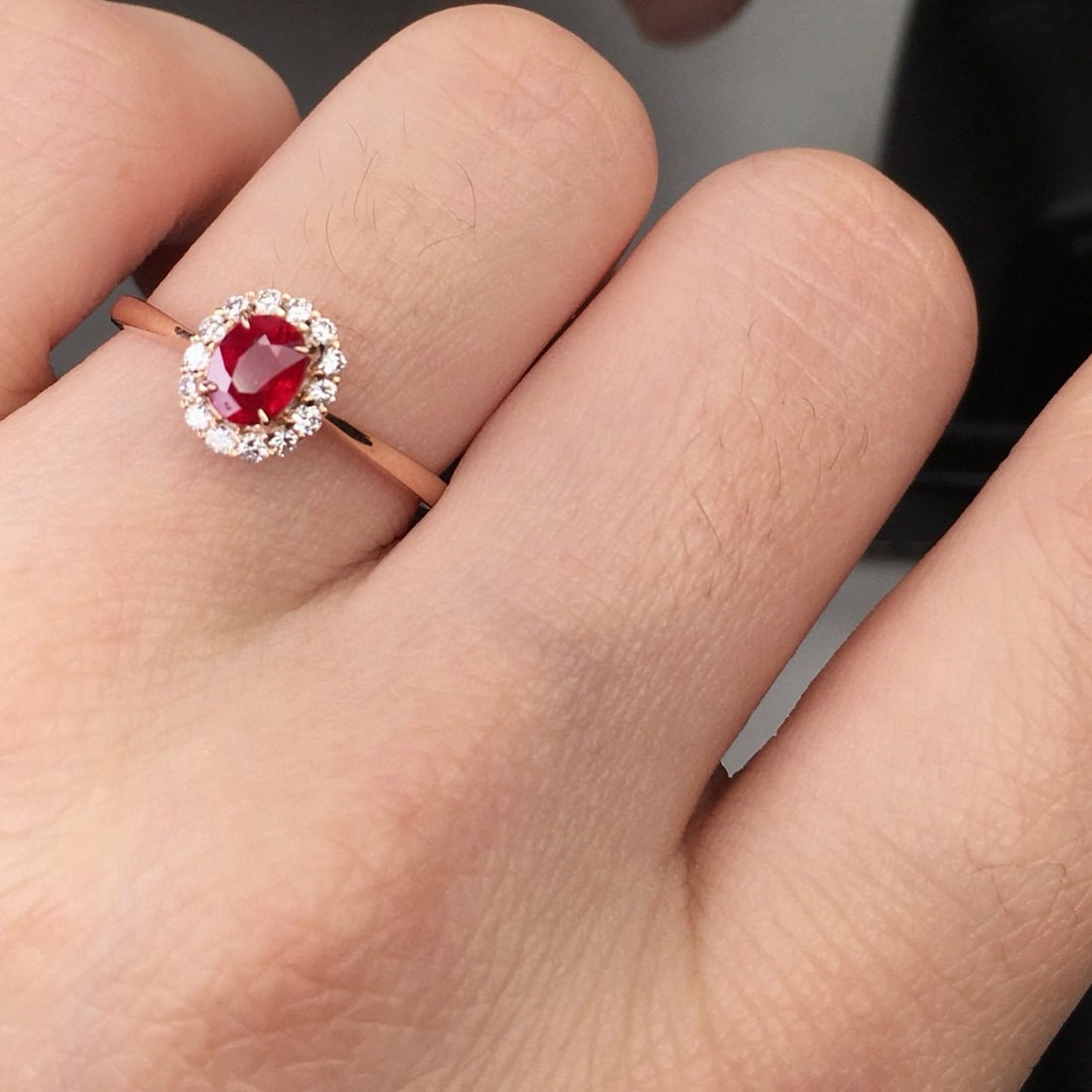 14k Gold 0.58 Ct Natural Ruby & Diamond Ring - 6