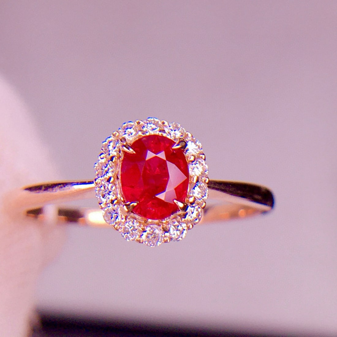 14k Gold 0.58 Ct Natural Ruby & Diamond Ring - 7