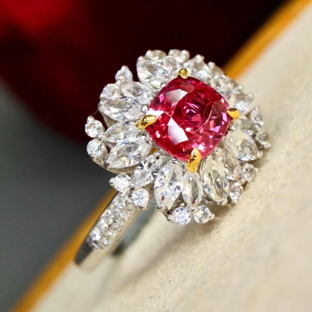14k Gold 1.64 Ctw Natural Spinel & Diamond Ring - 4
