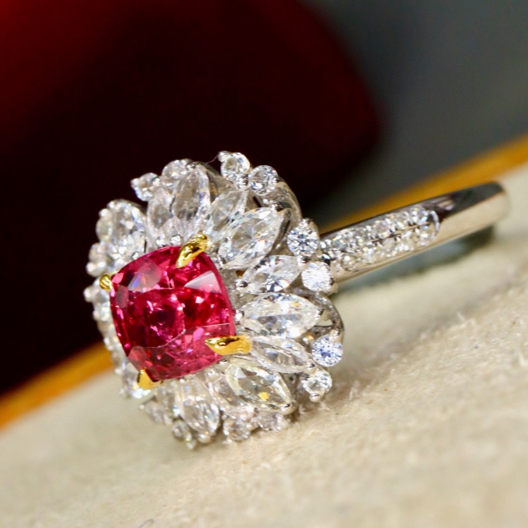 14k Gold 1.64 Ctw Natural Spinel & Diamond Ring - 5