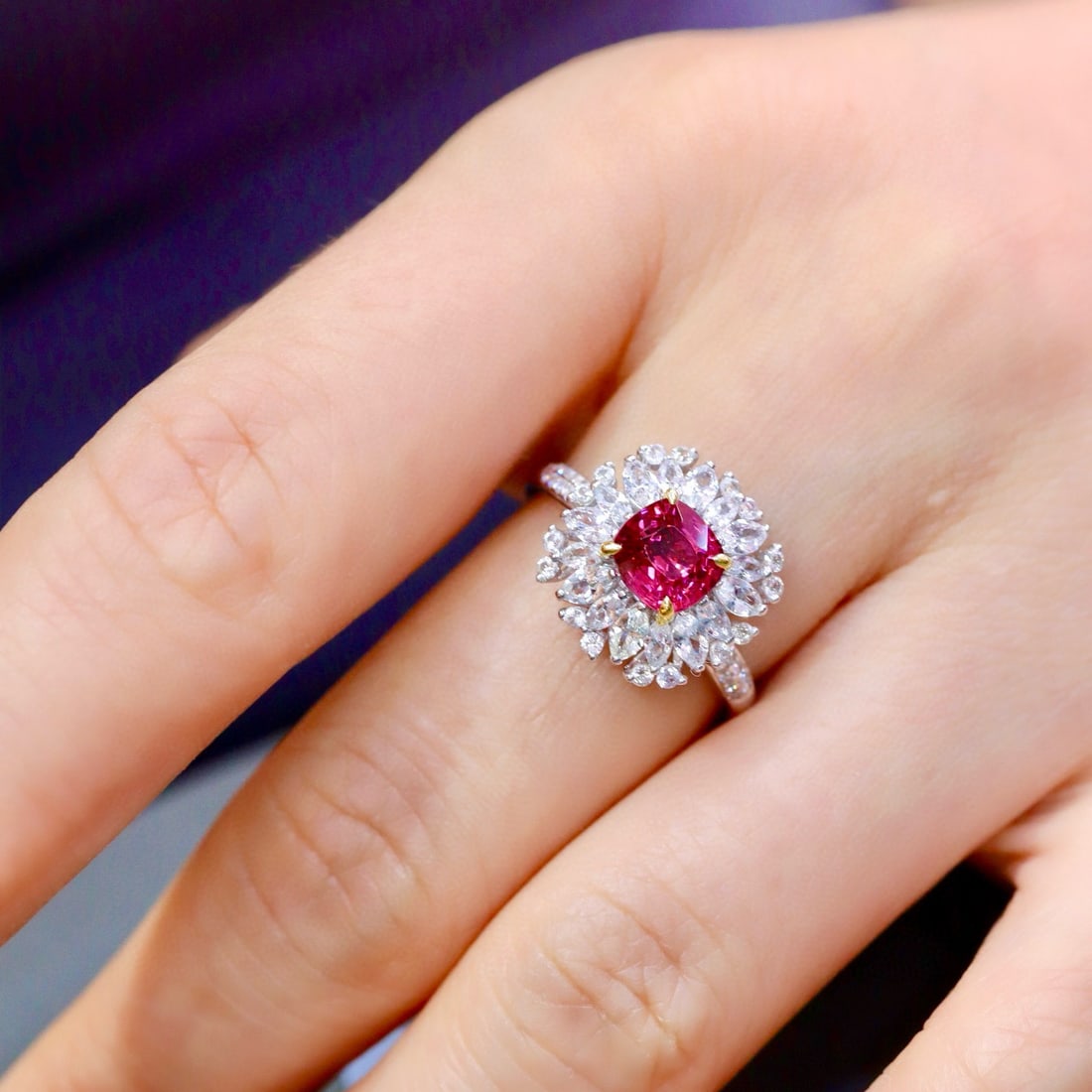 14k Gold 1.64 Ctw Natural Spinel & Diamond Ring - 6