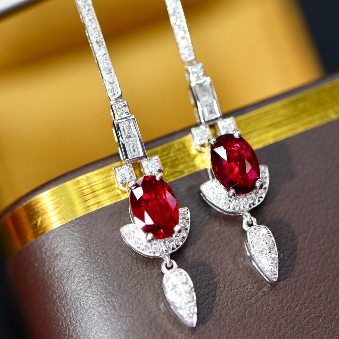 14k Gold 1.99 Ctw Natural Ruby & Diamond Earrings (1 of 7)