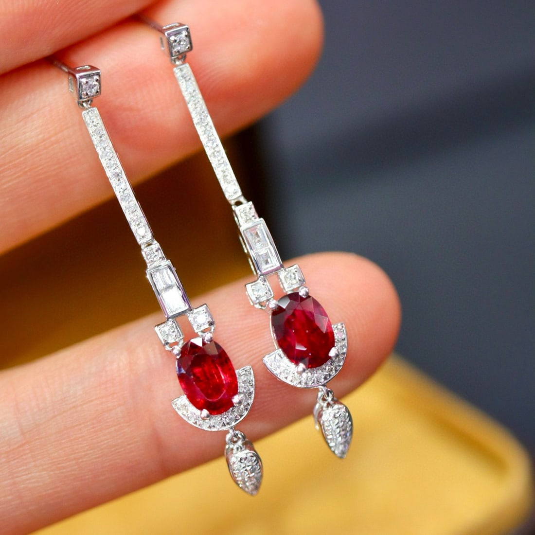 14k Gold 1.99 Ctw Natural Ruby & Diamond Earrings - 2
