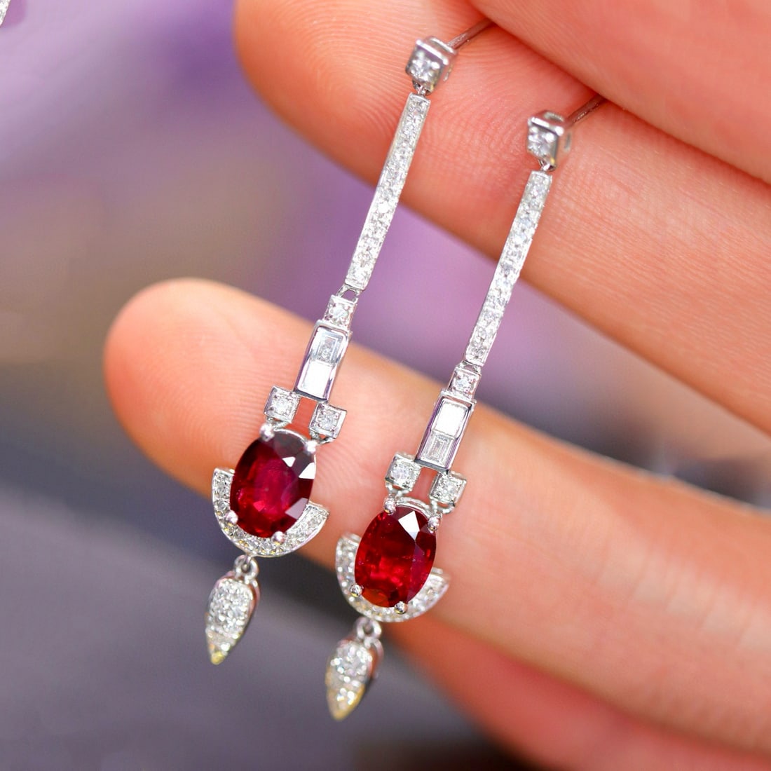 14k Gold 1.99 Ctw Natural Ruby & Diamond Earrings - 3