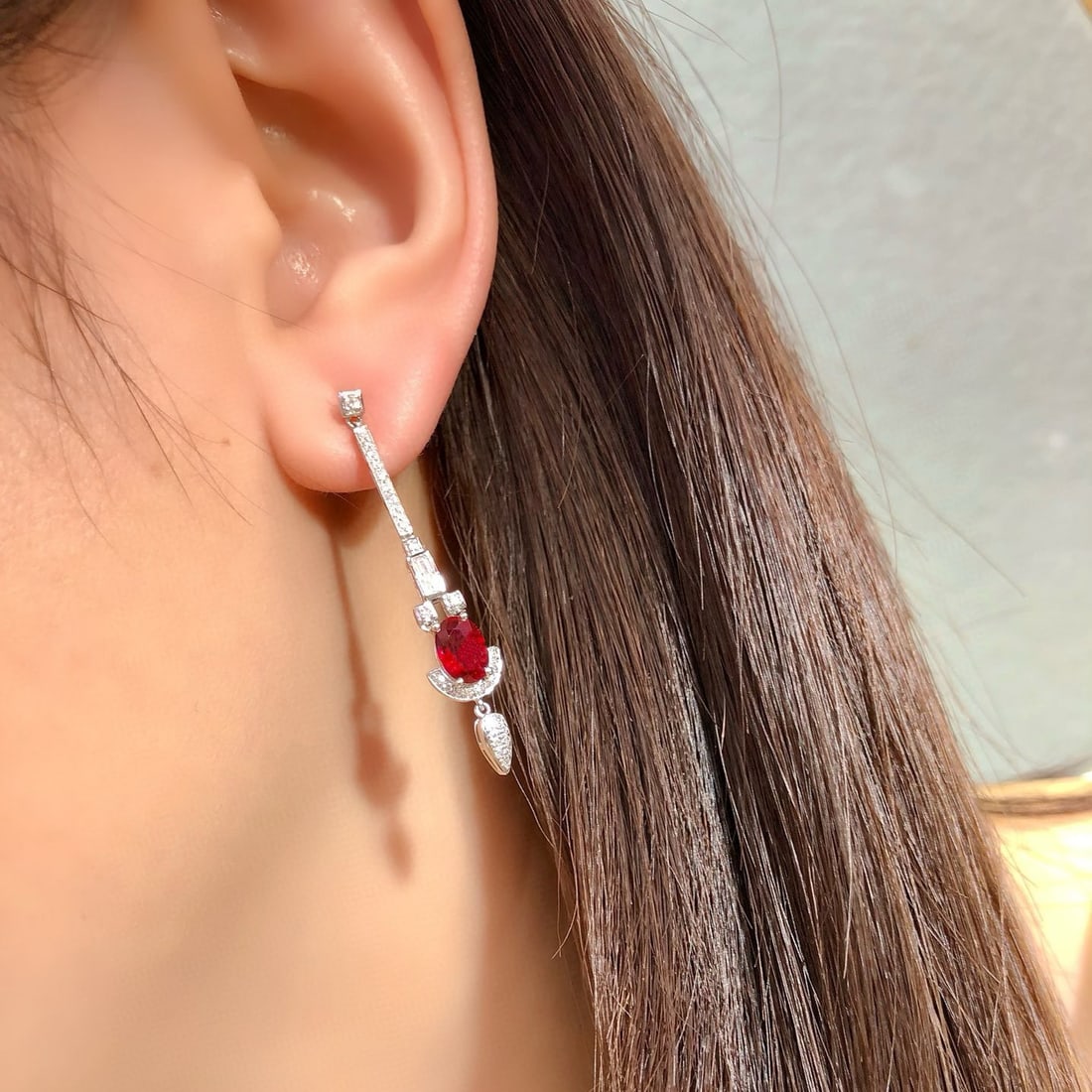 14k Gold 1.99 Ctw Natural Ruby & Diamond Earrings - 4