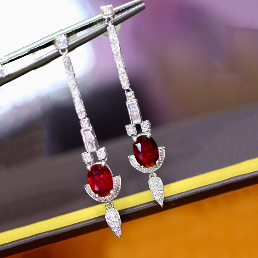 14k Gold 1.99 Ctw Natural Ruby & Diamond Earrings - 5