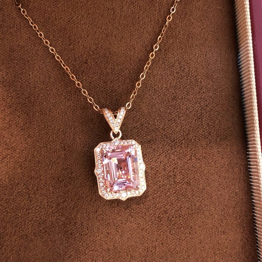 14k Gold 3.19 Ctw Natural Morganite & Diamond Pendant( Without Chain ) - 3