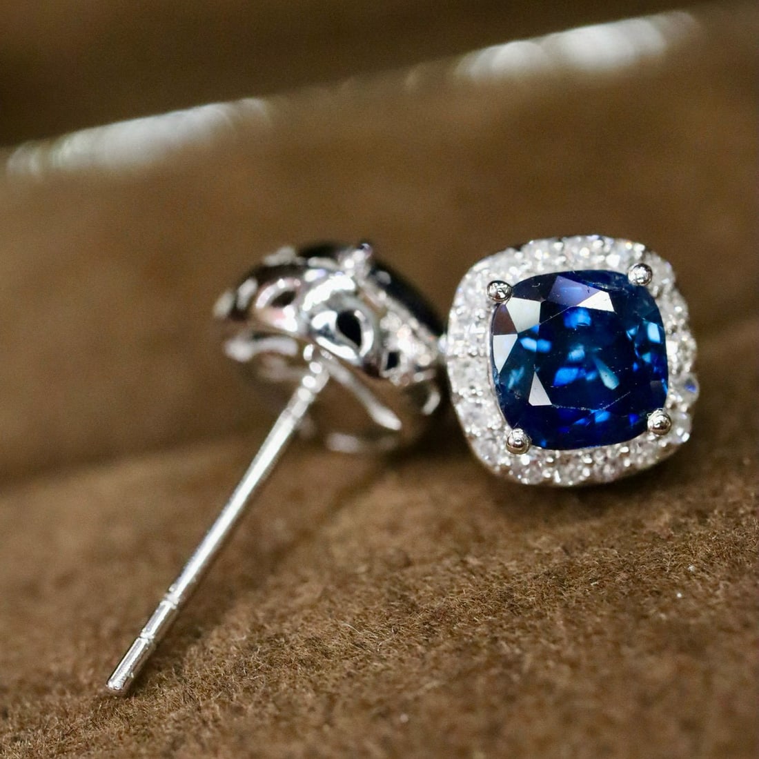 14k Gold 2.26 Ctw Natural Sapphire & Diamond Earrings - 2