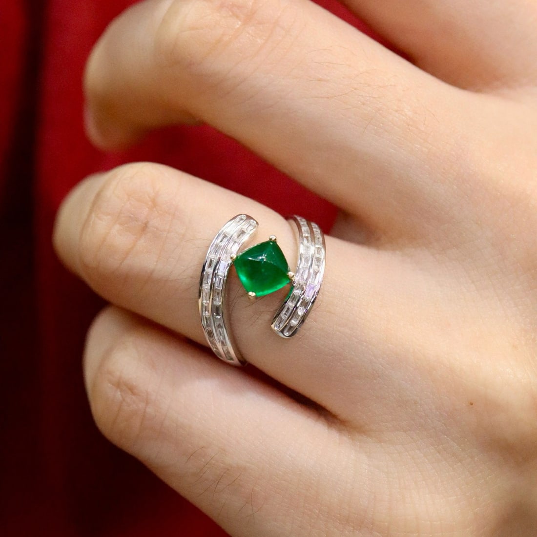 14k Gold 1.41 Ctw Natural Emerald & Diamond Ring - 6