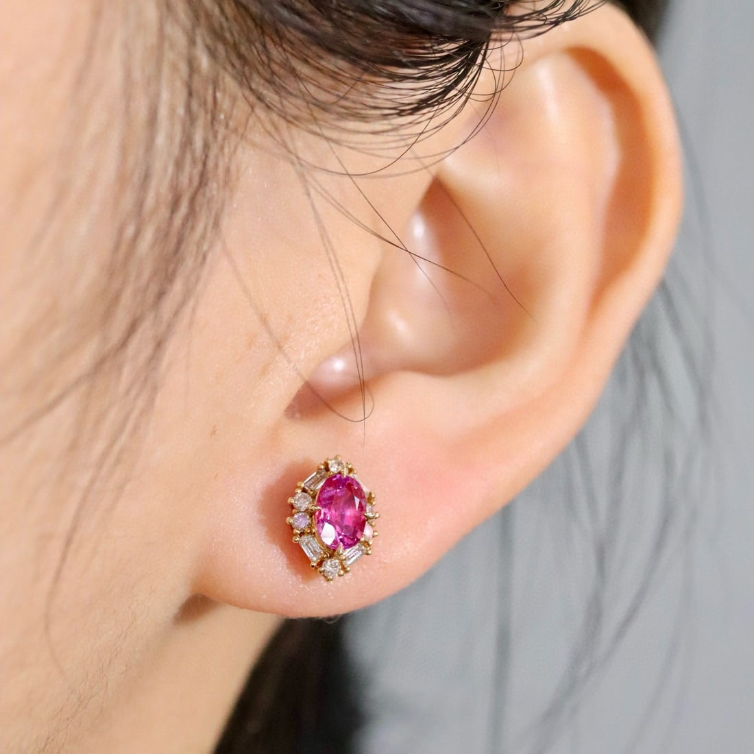 14k Gold 1.53 Ctw Natural Ruby & Diamond Earrings - 3