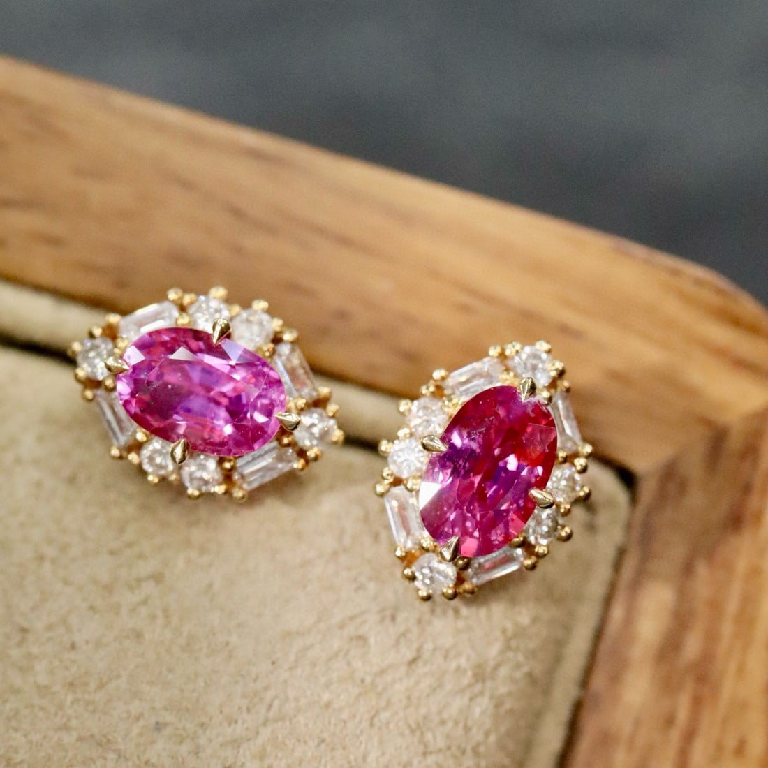 14k Gold 1.53 Ctw Natural Ruby & Diamond Earrings - 5