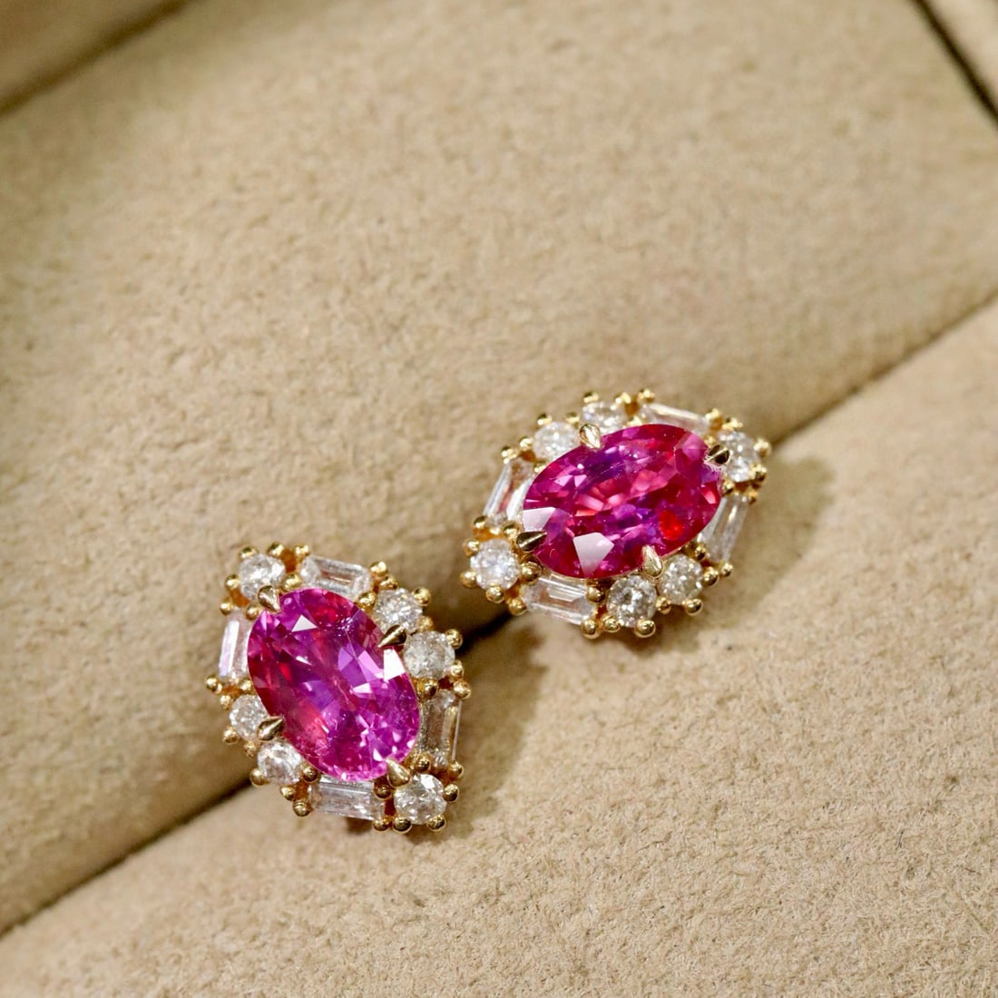 14k Gold 1.53 Ctw Natural Ruby & Diamond Earrings - 6