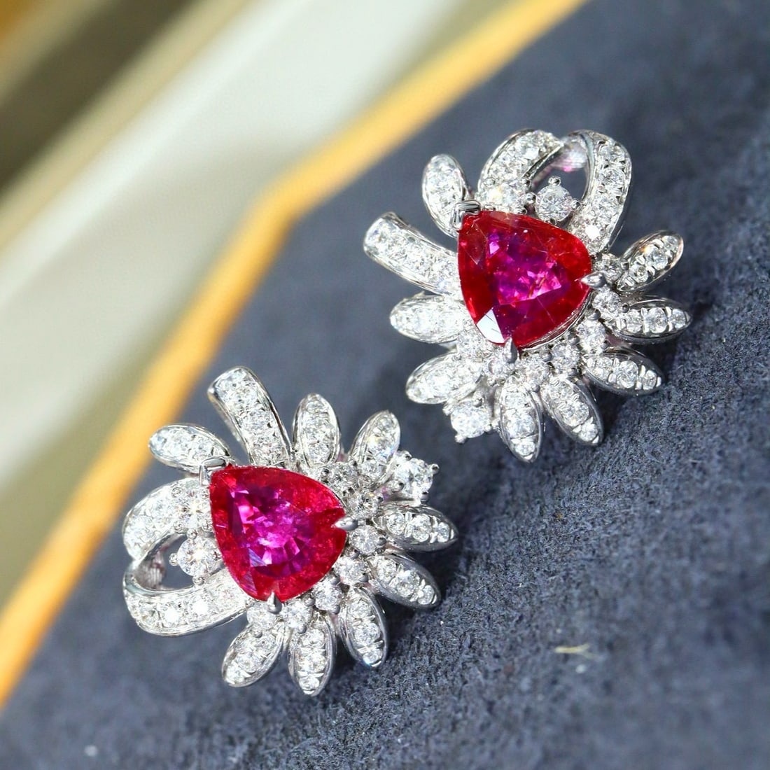 14k Gold 2.65 Ctw Natural Ruby & Diamond Earrings - 2