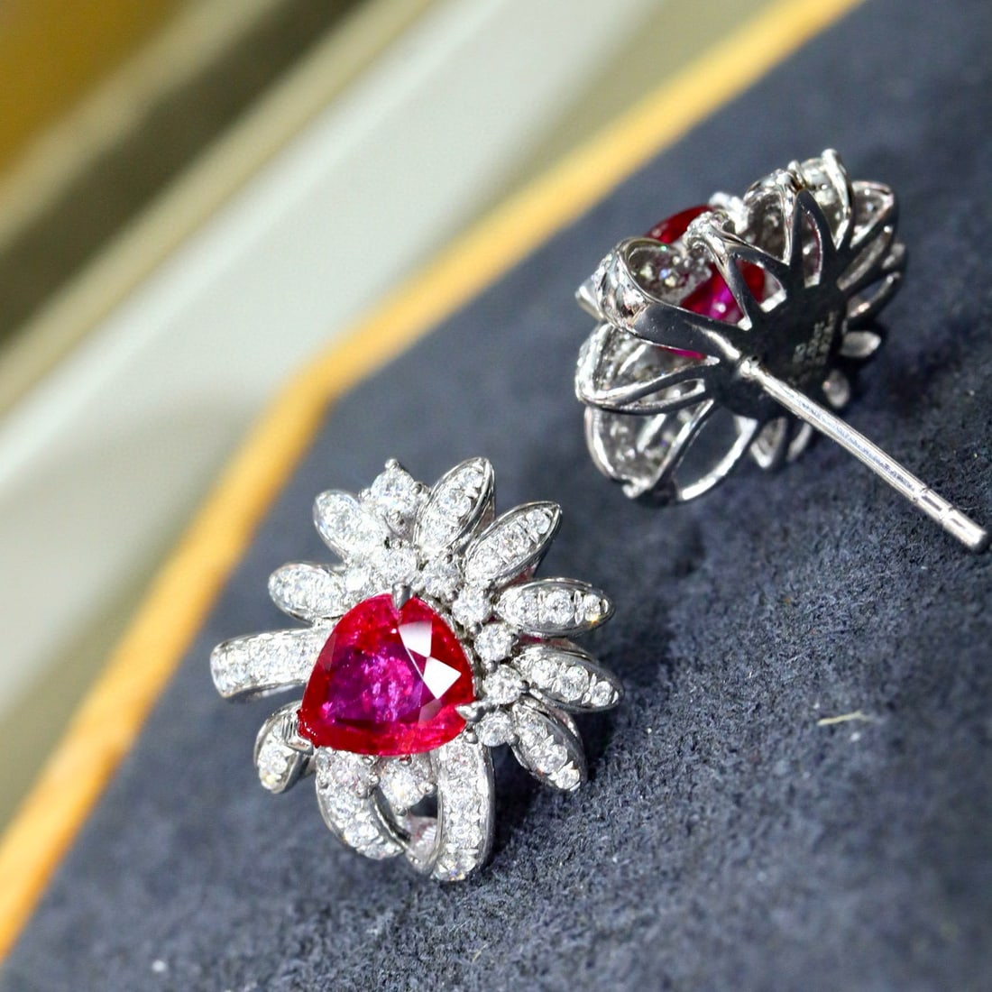 14k Gold 2.65 Ctw Natural Ruby & Diamond Earrings - 4