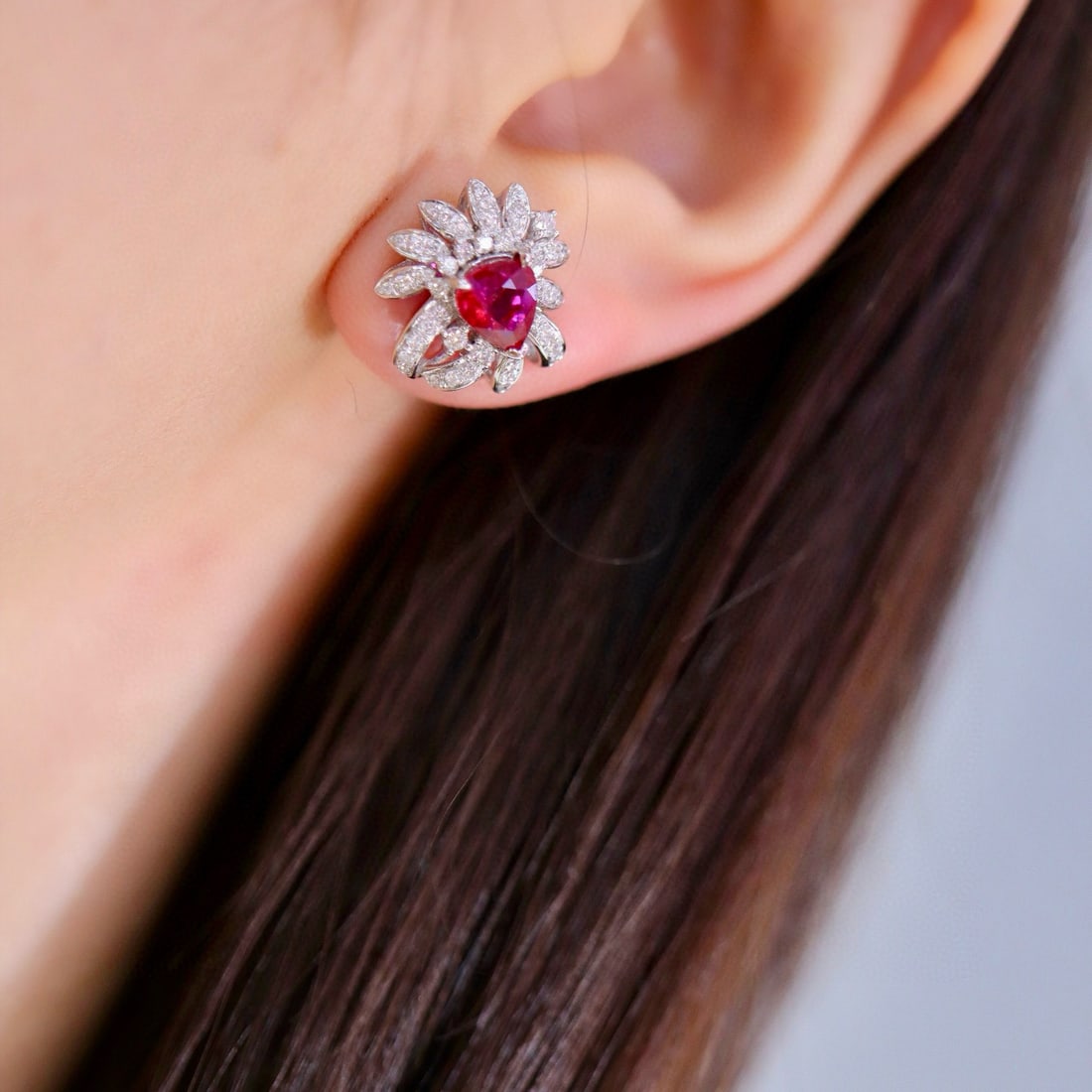 14k Gold 2.65 Ctw Natural Ruby & Diamond Earrings - 5