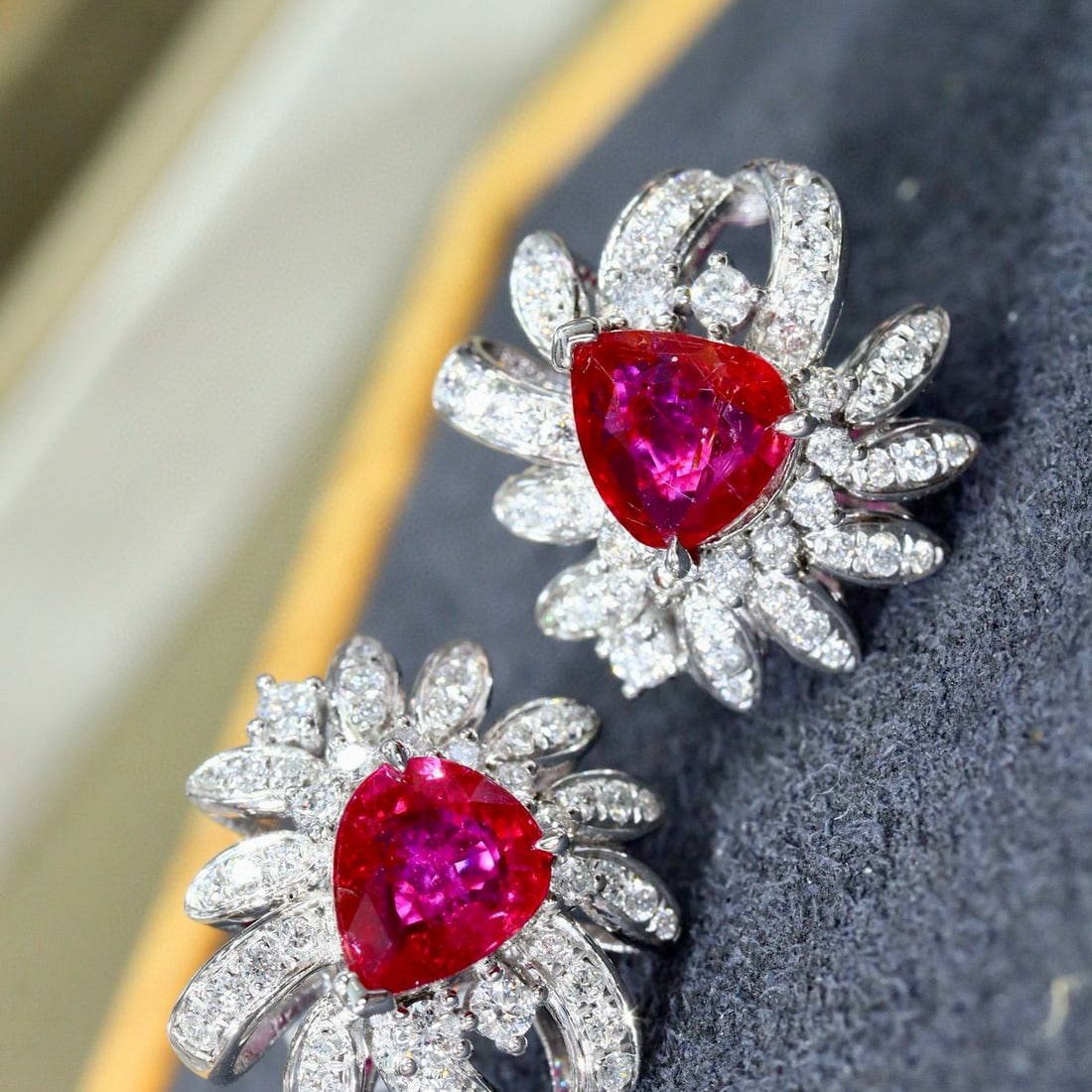 14k Gold 2.65 Ctw Natural Ruby & Diamond Earrings - 6