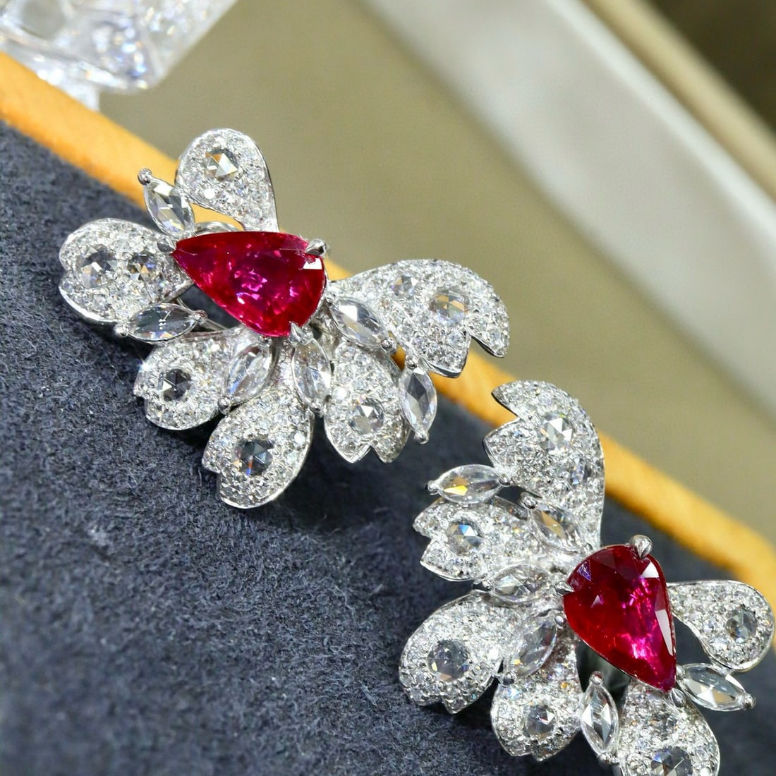 14k Gold 3.50 Ctw Natural Ruby & Diamond Earrings - 2