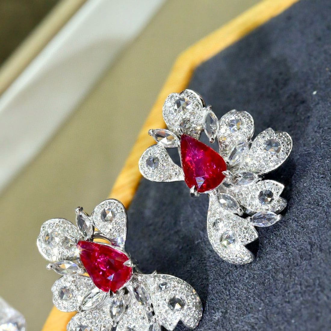 14k Gold 3.50 Ctw Natural Ruby & Diamond Earrings - 6