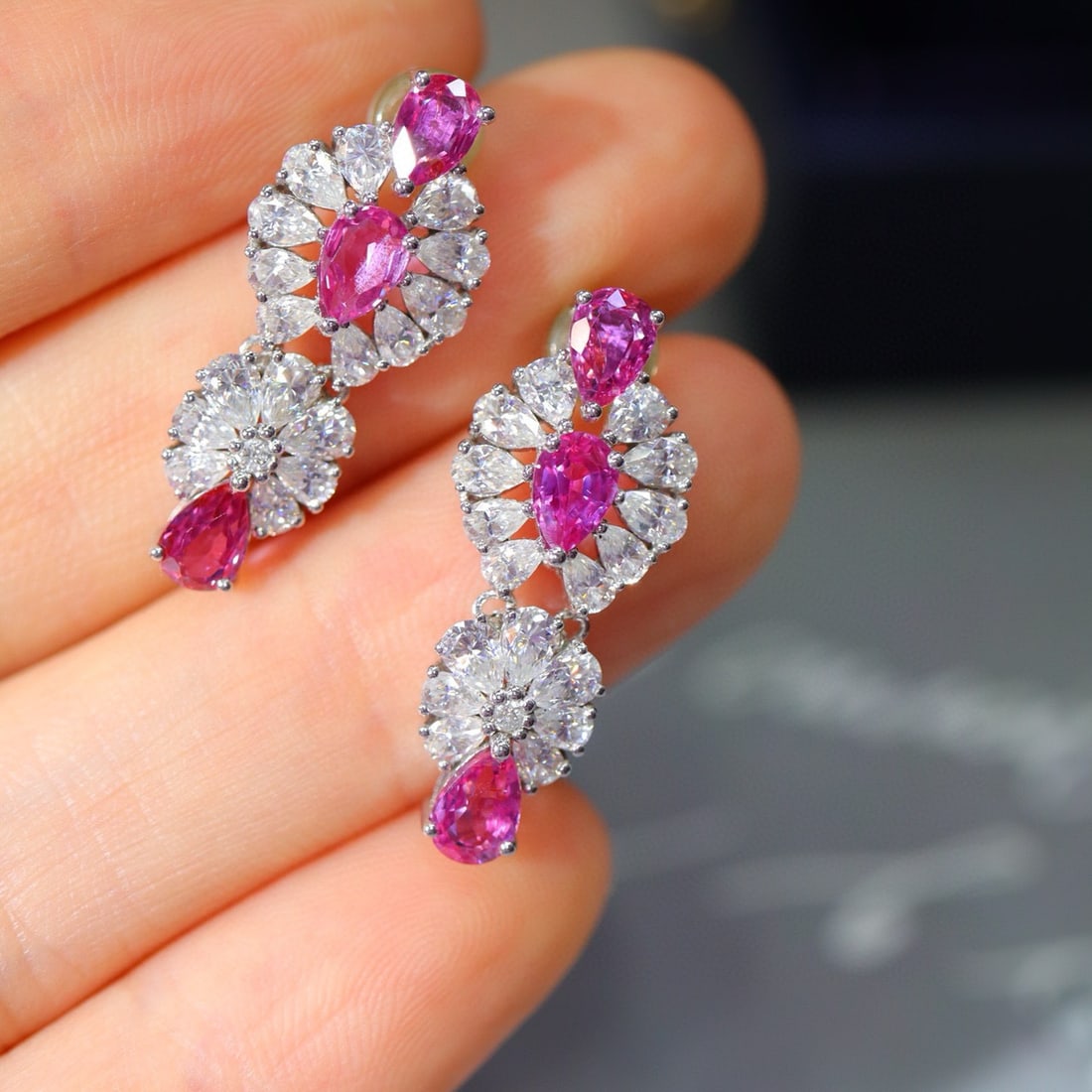 14k Gold 0.79 Ctw Natural Ruby & Diamond Earrings - 5