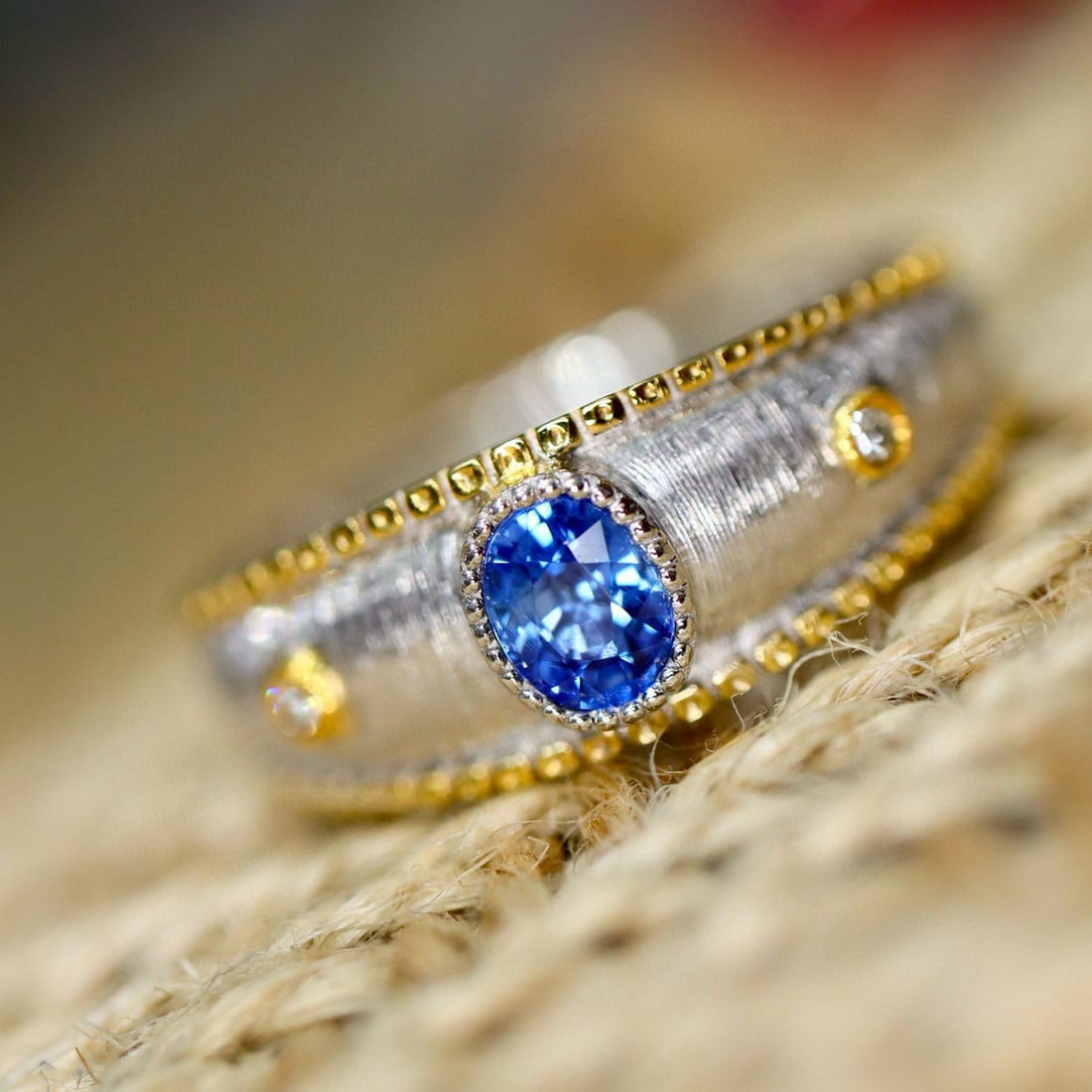 14k Gold 0.47 Ctw Natural Sapphire & Diamond Ring - 2