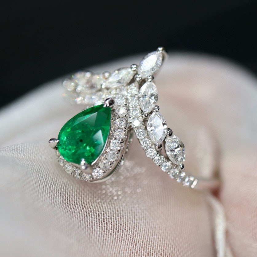 14k Gold 1.16 Ctw Natural Emerald & Diamond Ring - 3