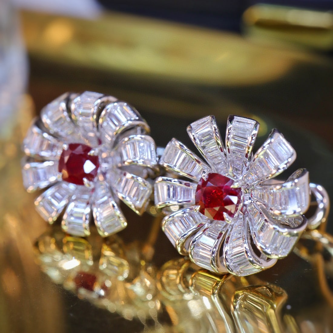 14k Gold 2.56 Ctw Natural Ruby & Diamond Earrings - 2