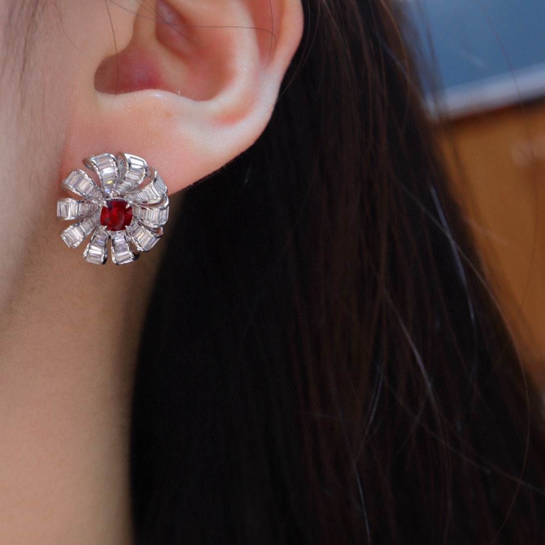 14k Gold 2.56 Ctw Natural Ruby & Diamond Earrings - 3