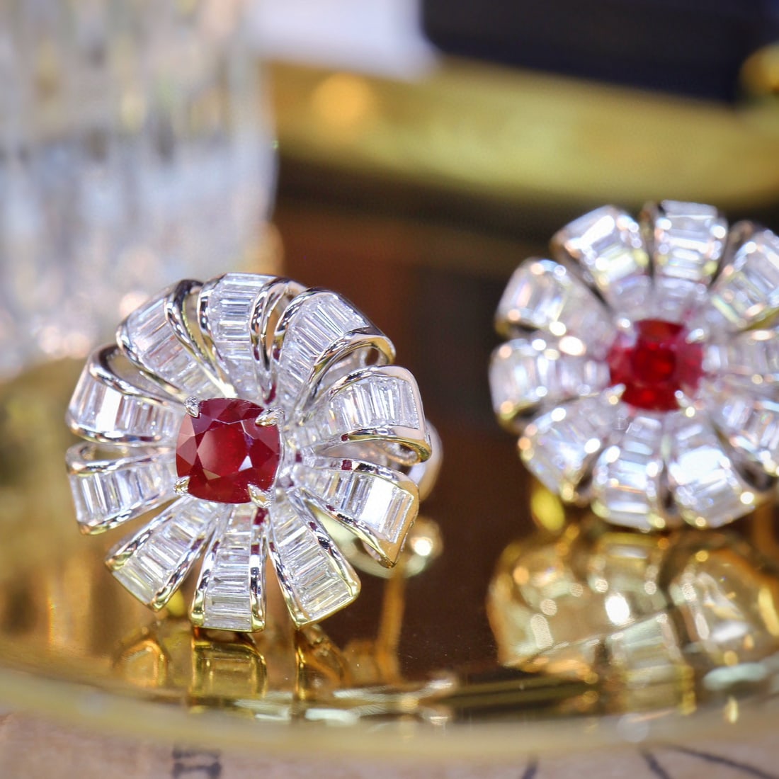 14k Gold 2.56 Ctw Natural Ruby & Diamond Earrings - 4