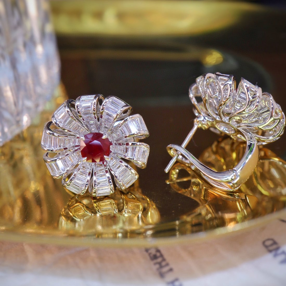 14k Gold 2.56 Ctw Natural Ruby & Diamond Earrings - 5