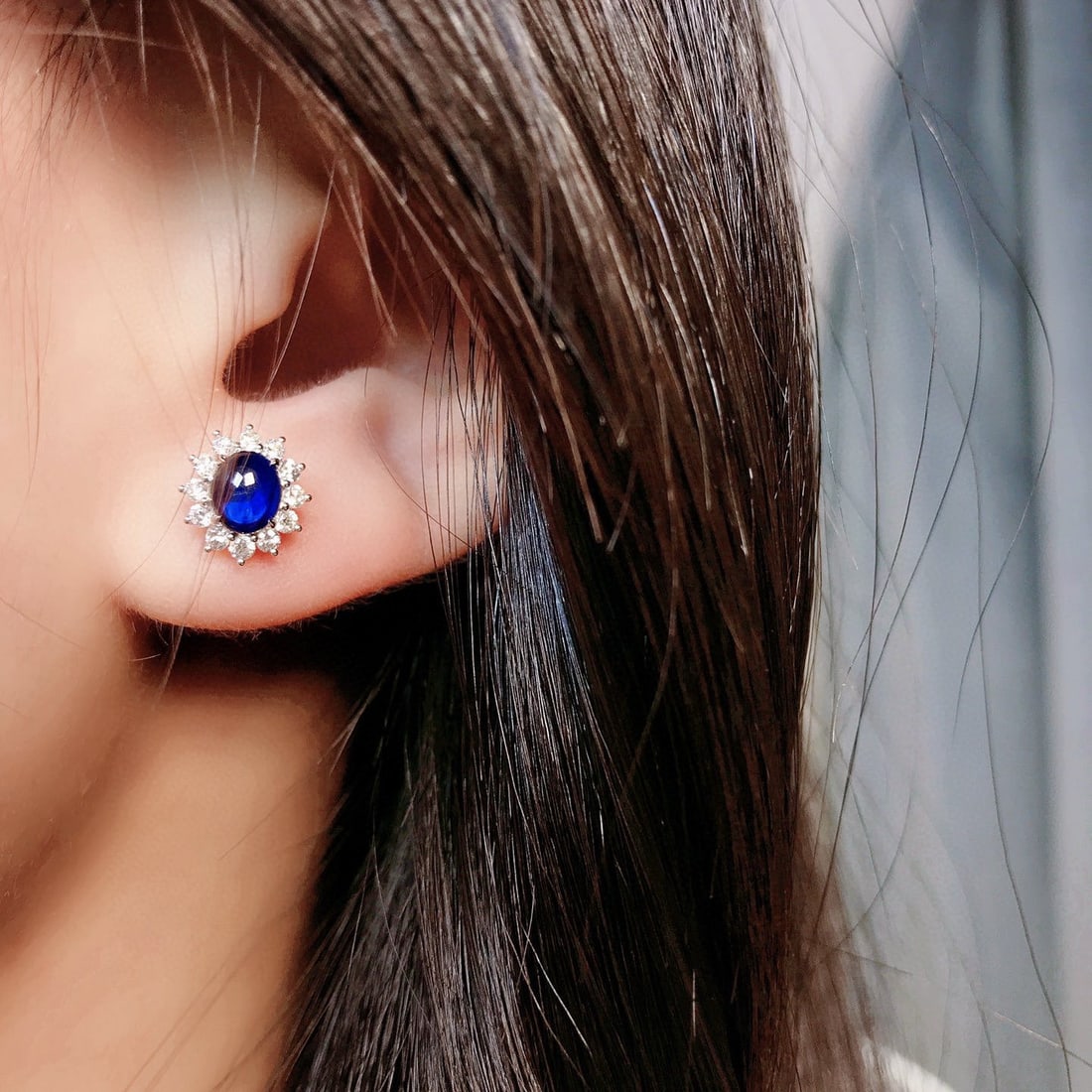 14k Gold 1.63 Ctw Natural Sapphire & Diamond Earrings - 2