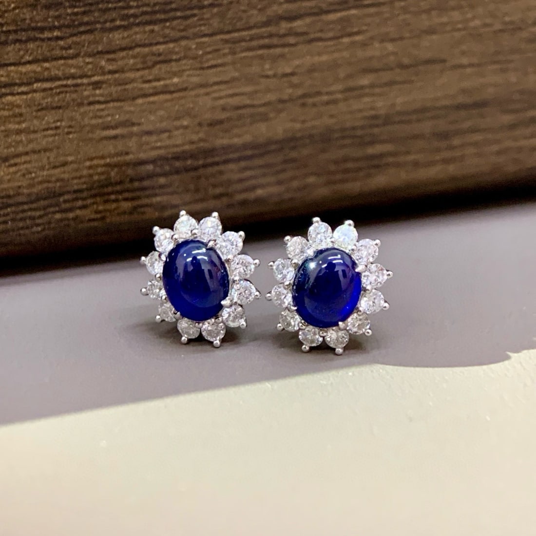 14k Gold 1.63 Ctw Natural Sapphire & Diamond Earrings - 3