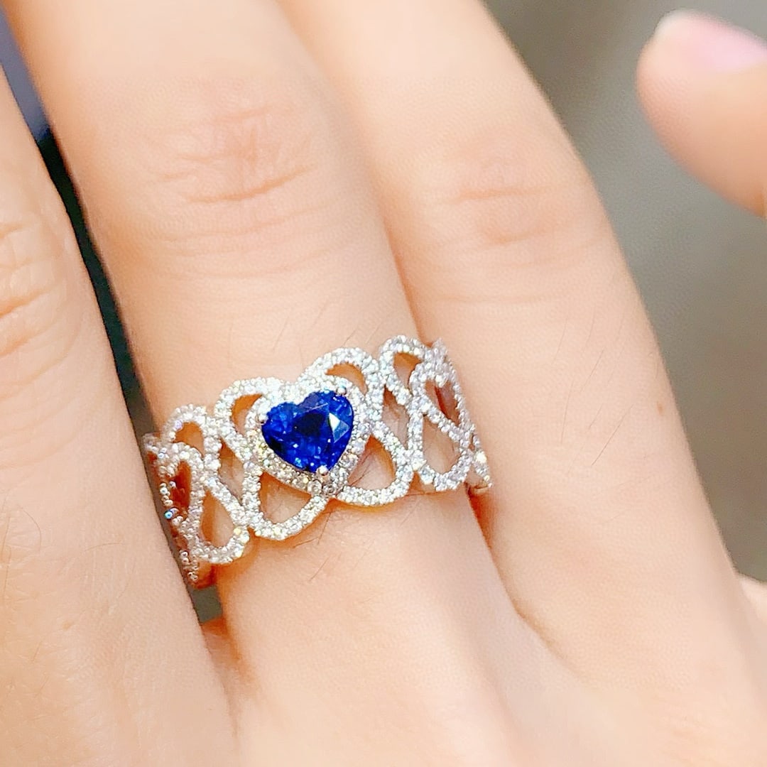 14k Gold 1.26 Ctw Natural Sapphire & Diamond Ring - 5