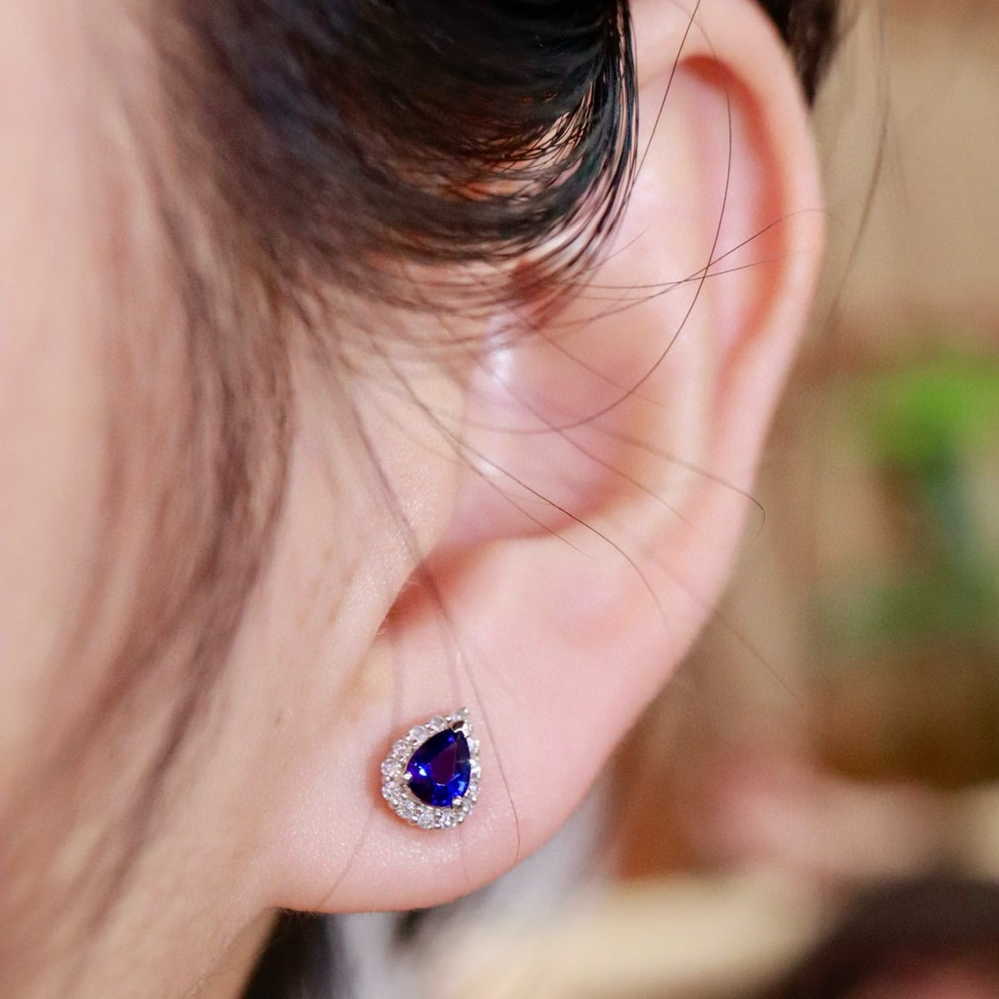14k Gold 0.94 Ctw Natural Sapphire & Diamond Earrings - 5