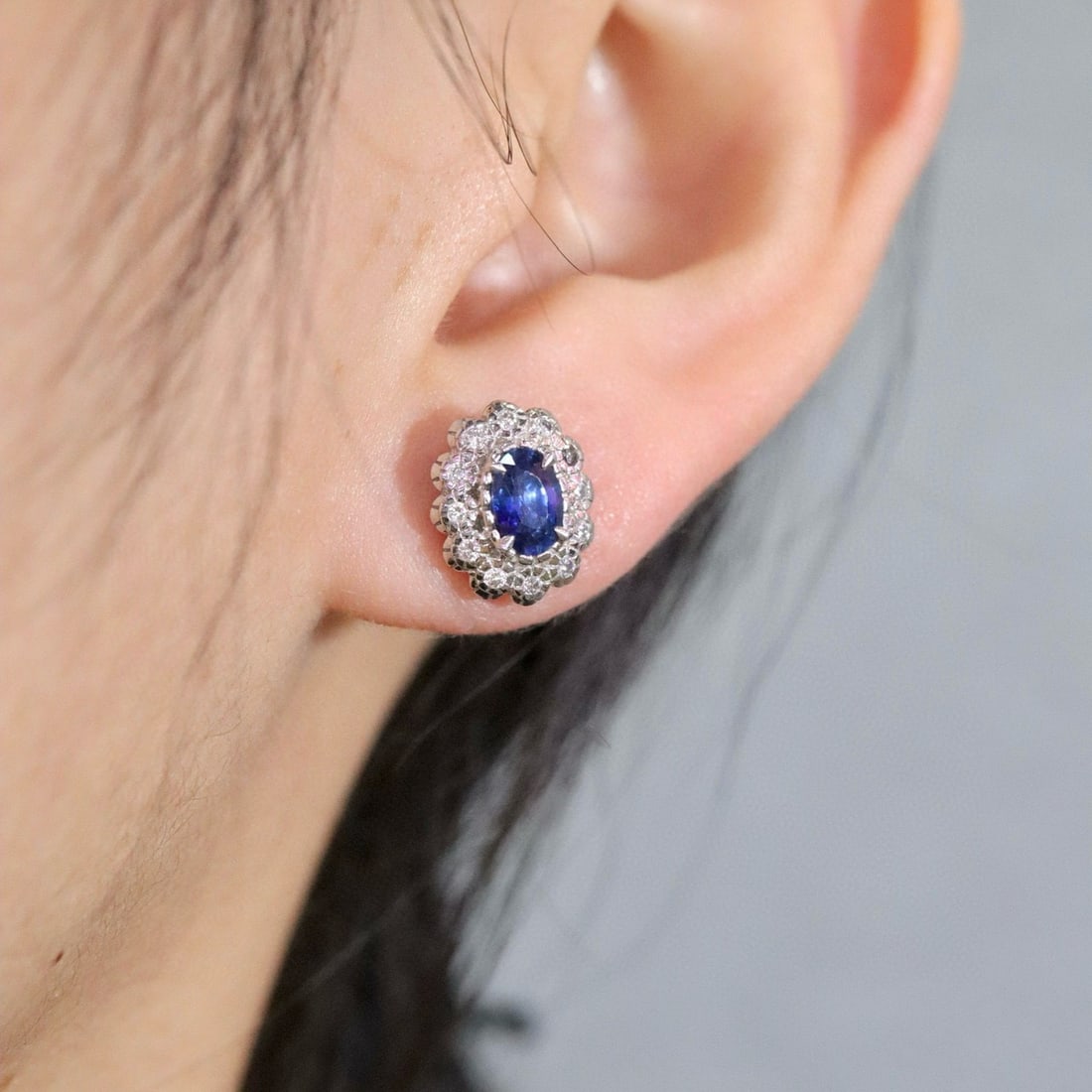 14k Gold 1.24 Ctw Natural Sapphire & Diamond Earrings - 5