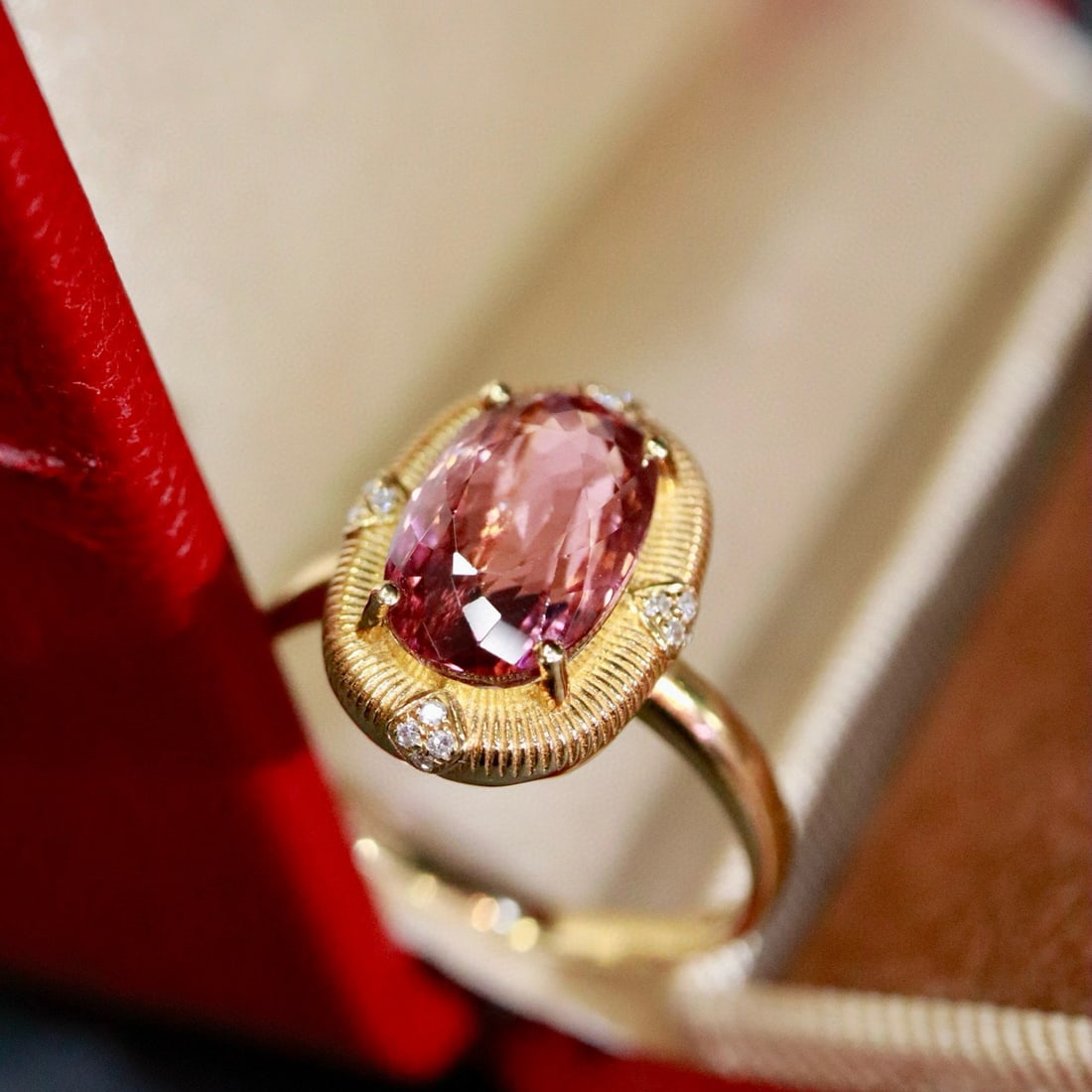 14k Gold 1.24 Ctw Natural Tourmaline & Diamond Ring - 3