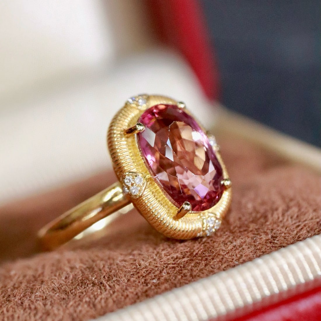 14k Gold 1.24 Ctw Natural Tourmaline & Diamond Ring - 4
