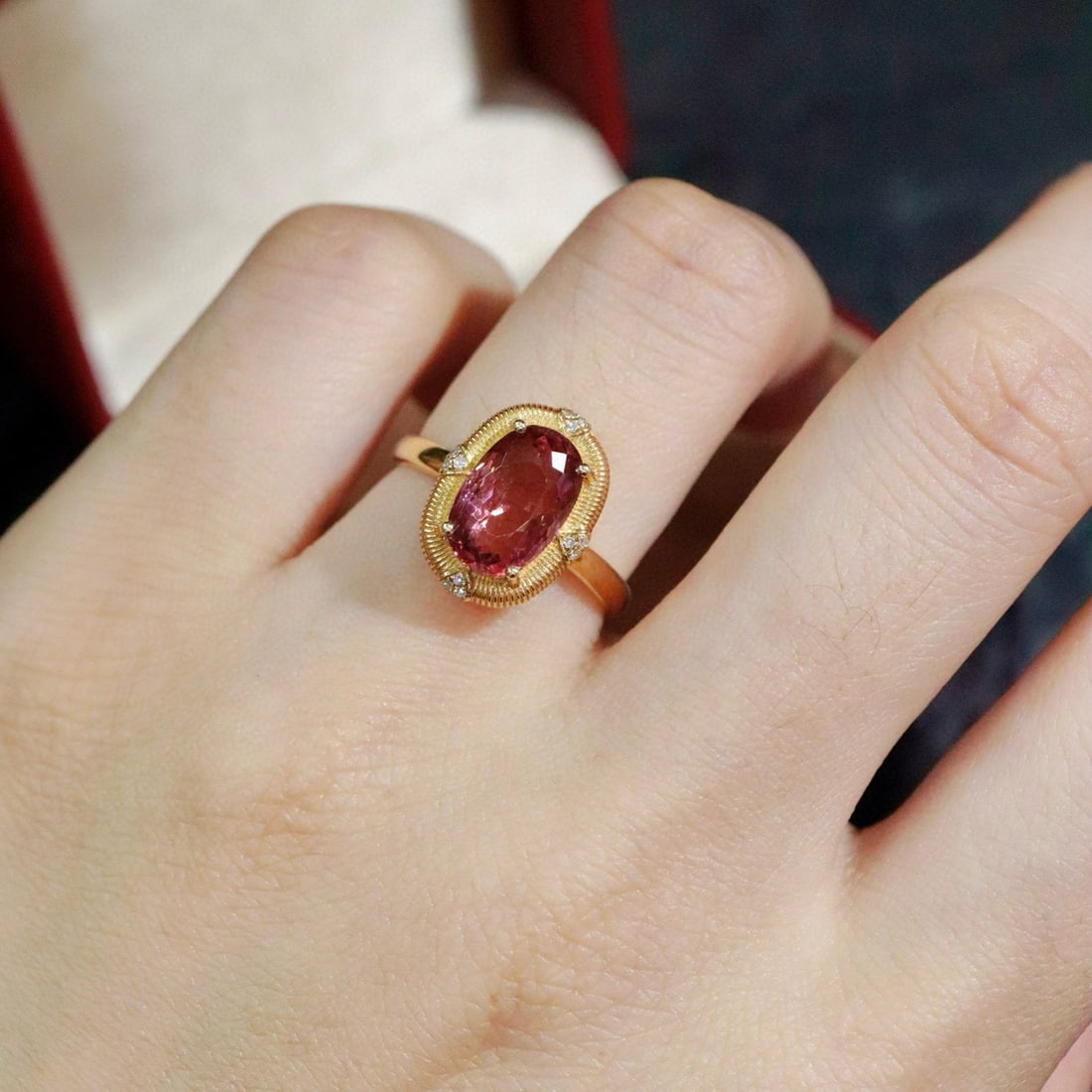 14k Gold 1.24 Ctw Natural Tourmaline & Diamond Ring - 5