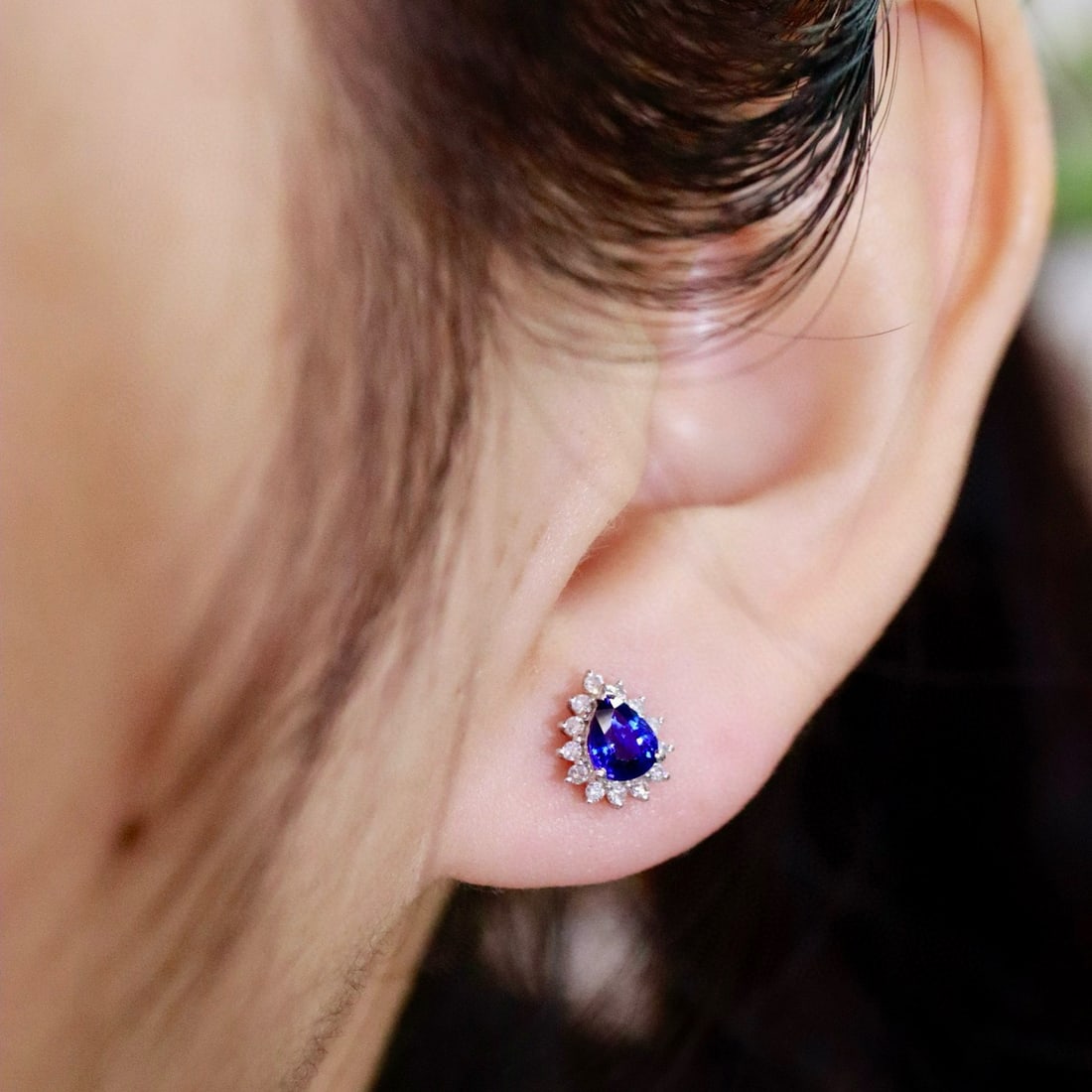 14k Gold 0.87 Ctw Natural Sapphire & Diamond Earrings - 4