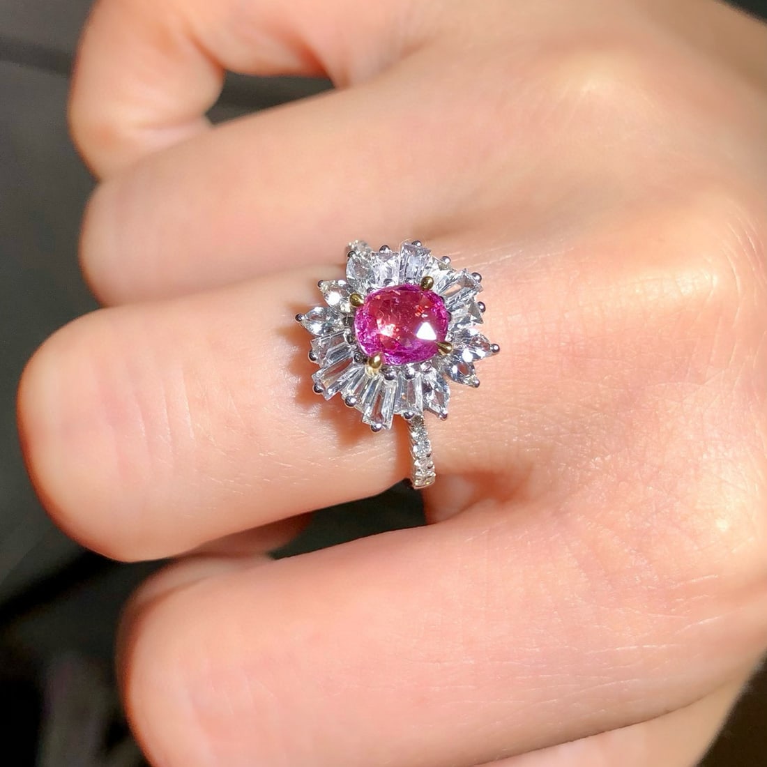 14k Gold 1.03 Ctw Natural Padparadscha Sapphire & Diamond Ring - 6