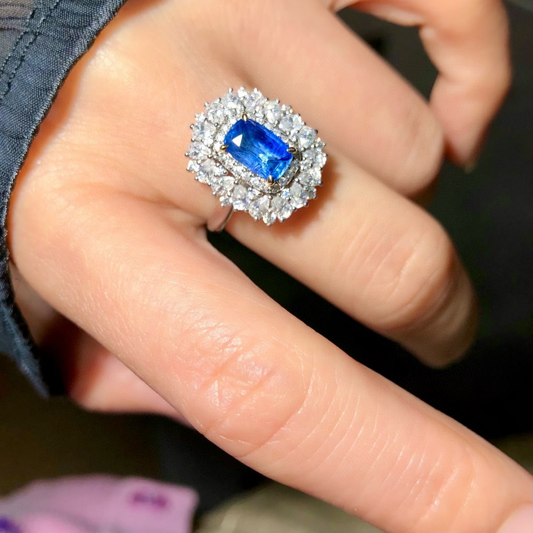 14k Gold 1.44 Ctw Natural Sapphire & Diamond Ring - 3