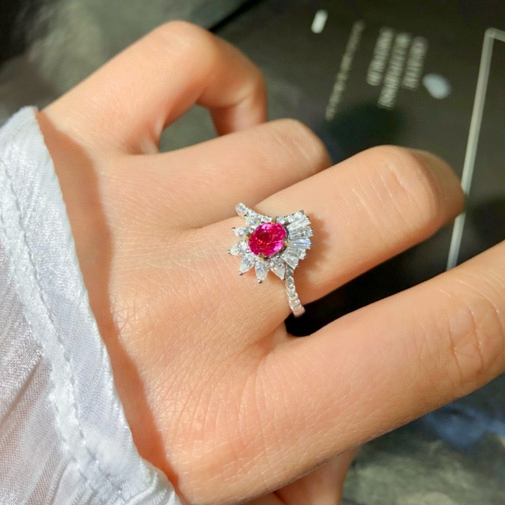 14k Gold 0.88 Ctw Natural Ruby & Diamond Ring - 6