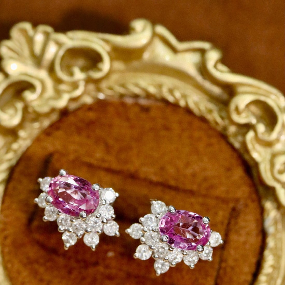14k Gold 1.47 Ctw Natural Sapphire & Diamond Earrings - 2
