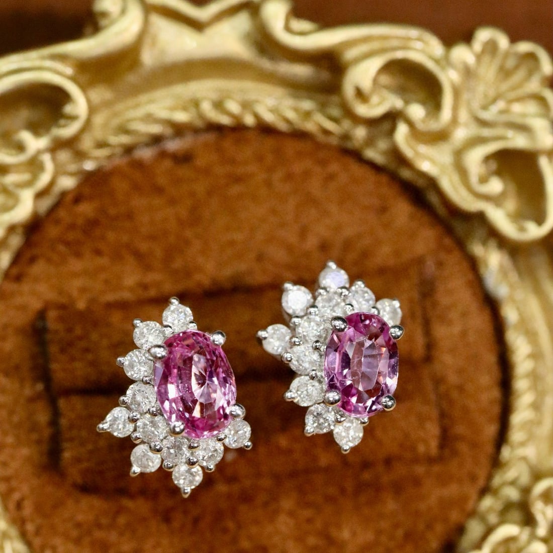 14k Gold 1.47 Ctw Natural Sapphire & Diamond Earrings - 4