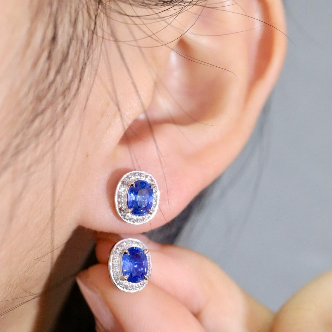 14k Gold 1.91 Ctw Natural Sapphire & Diamond Earrings - 2
