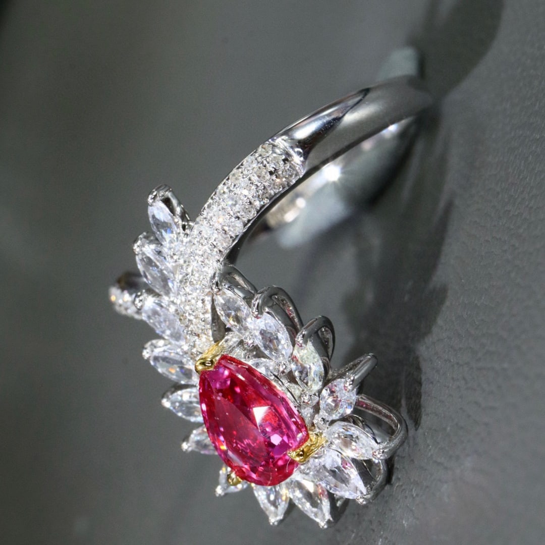 14k Gold 1.09 Ctw Natural Padparadscha Sapphire & Diamond Ring - 6